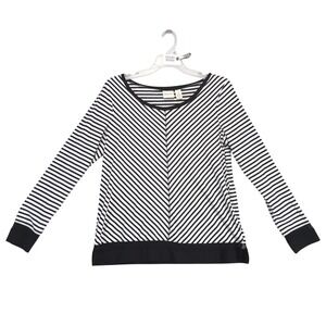 Zenergy by Chico's Black & White Chevron Stripe Top Size 1 M 8/10 Casual Chic